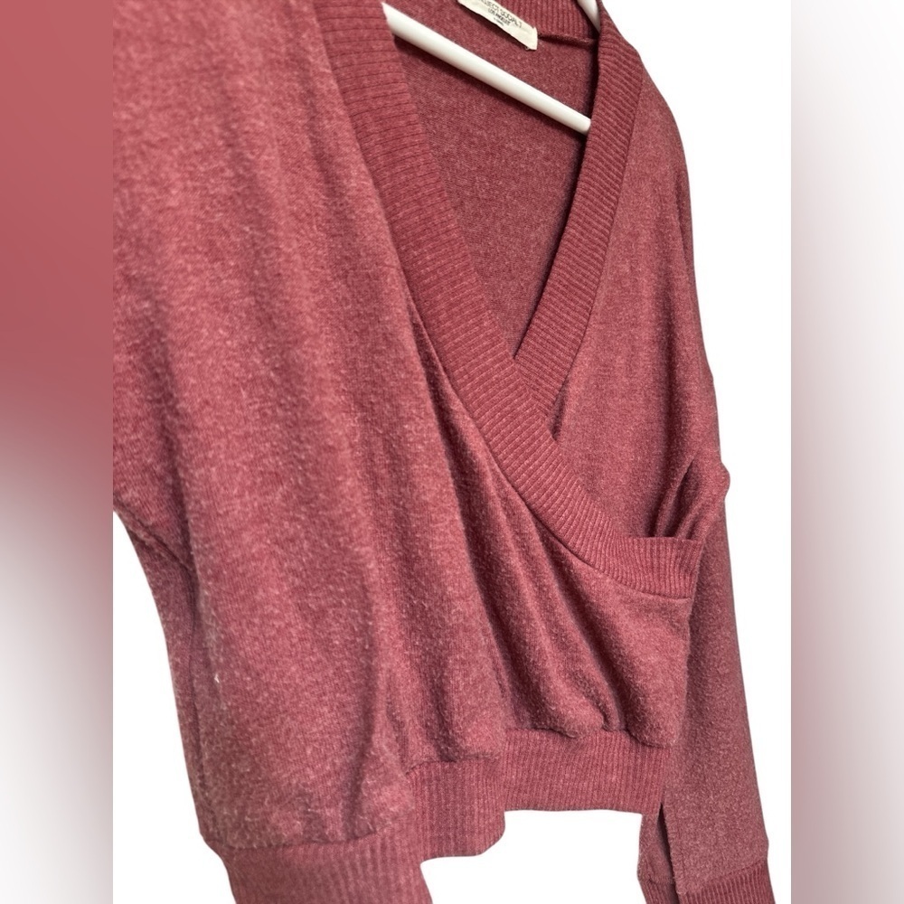Project Social T mauve wrap front vneck sweater - Picture 4 of 7